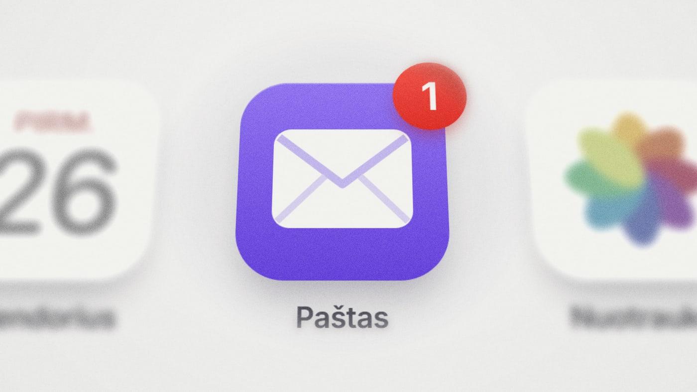 Pašto programėlės piktograma su nauju pranešimu